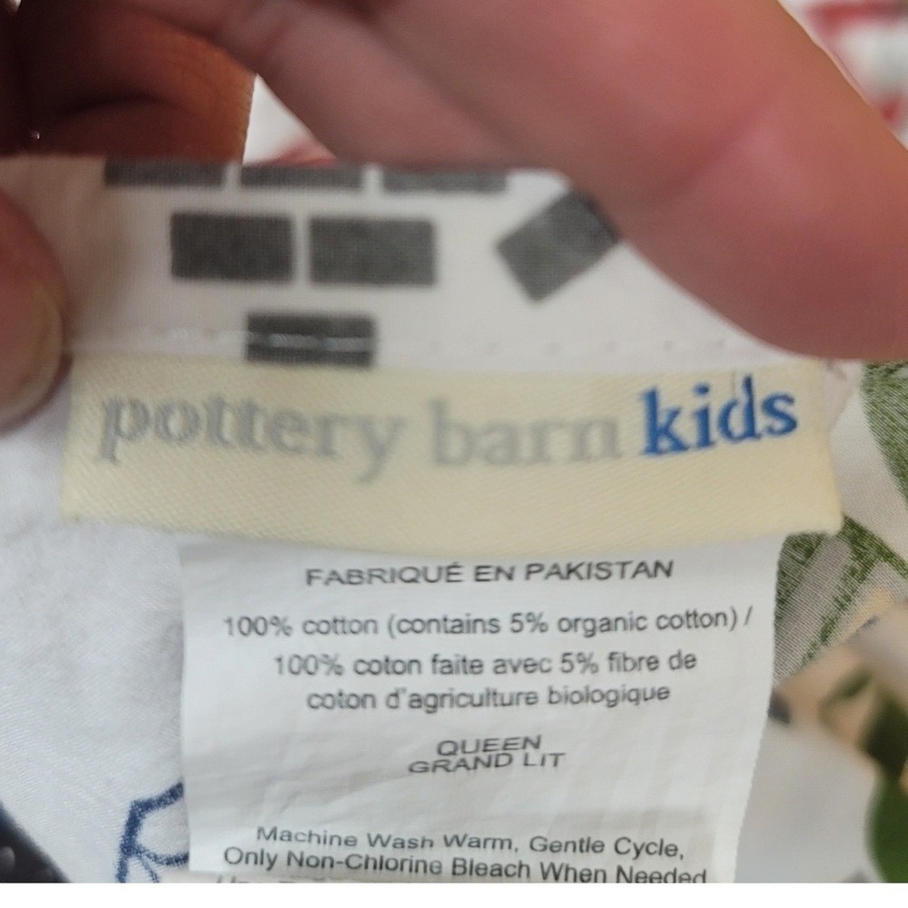 Pottery Barn Kids Queen Construction Flat Sheet Two Pillowcases Organic Cotton - Picture 5 of 5